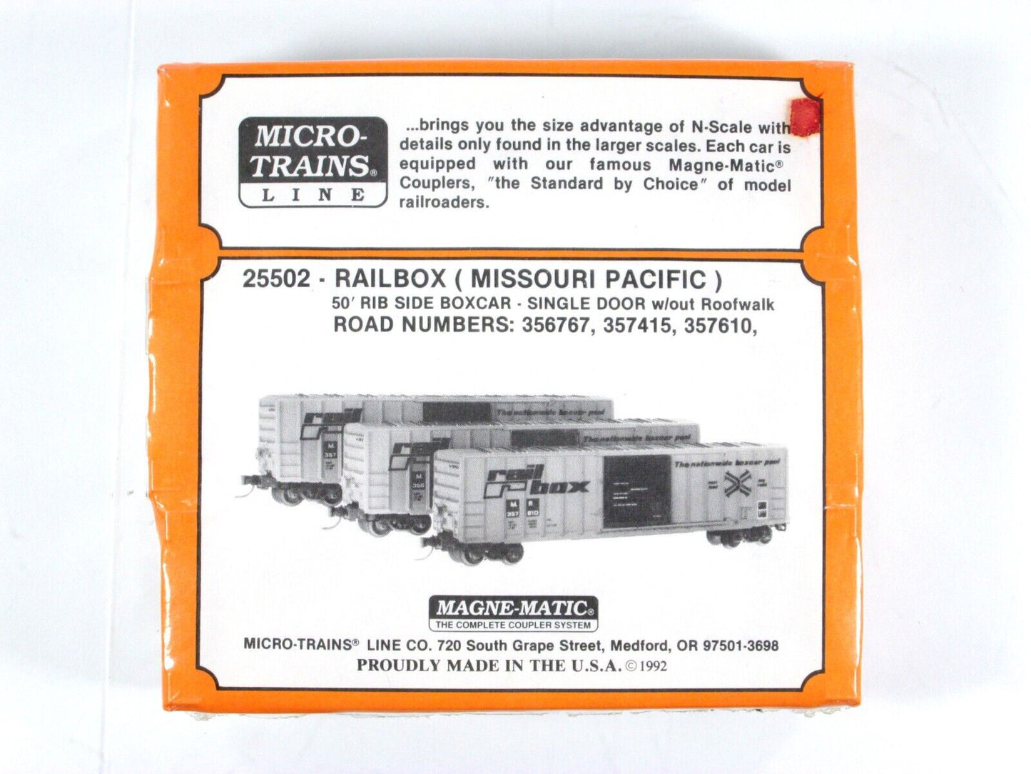 N Scale ****RAILBOX**** Box Car 3-Pack #31558, 31562, 31574 - Micro Trains 25562