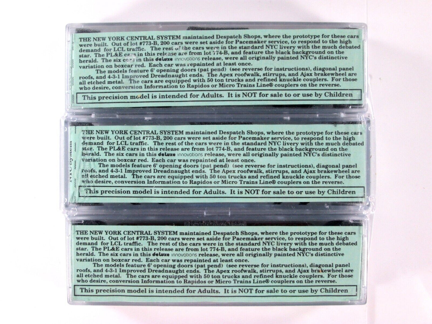 N Scale ***NEW YORK CENTRAL*** 40' Box Car 3-Pack - Deluxe Innovations 14020