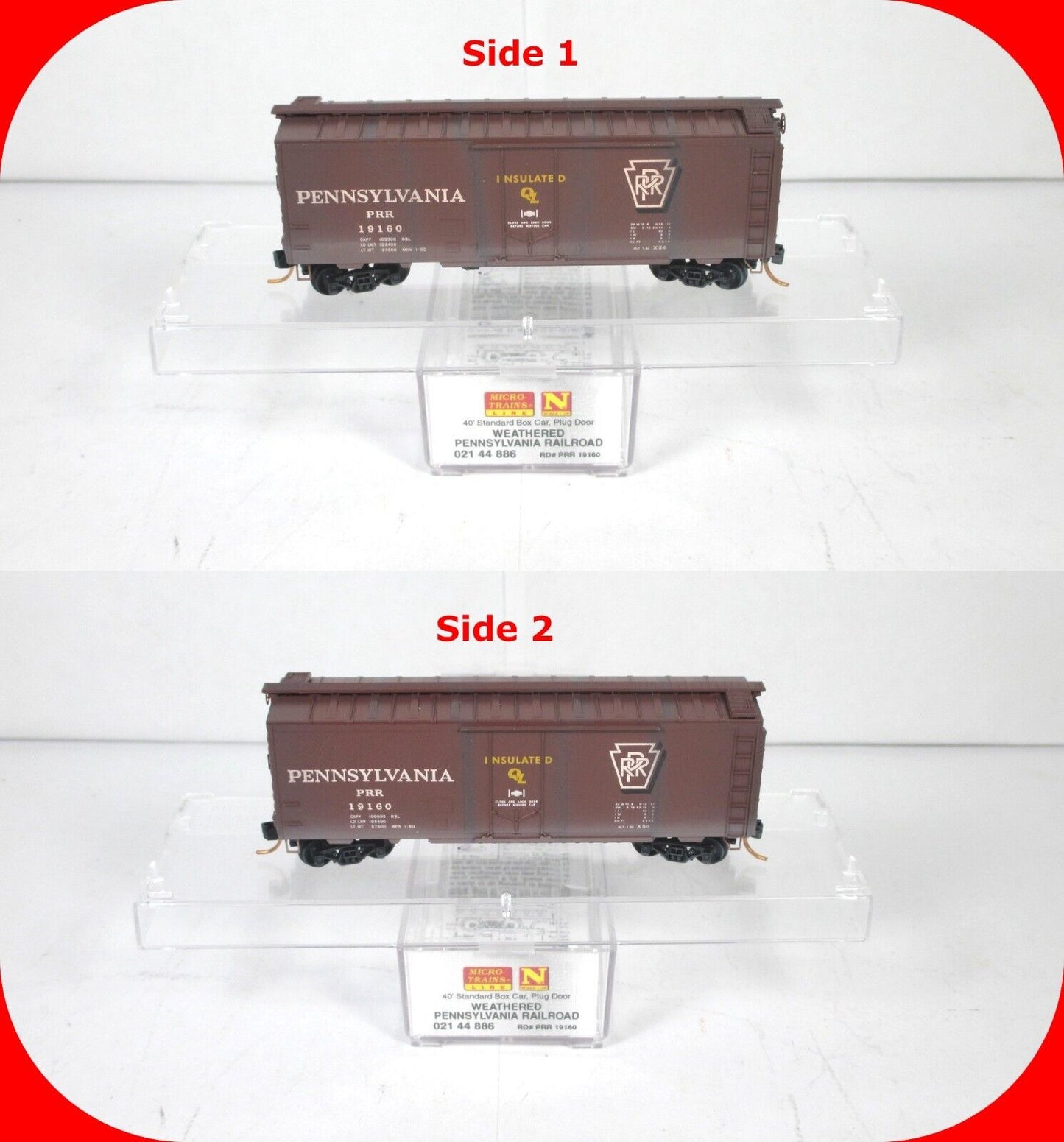 N Scale ***PENNSYLVANIA*** Weathered Box Car, PRR 19160 -- Micro Trains 02144886