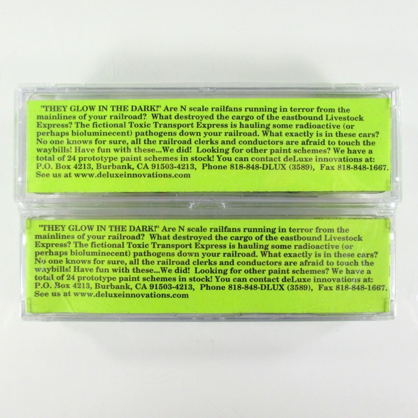 N Scale ***TOXIC TRANSPORT, GLOW-In-The-DARK*** Hopper SET - DELUXE 73002 **RARE