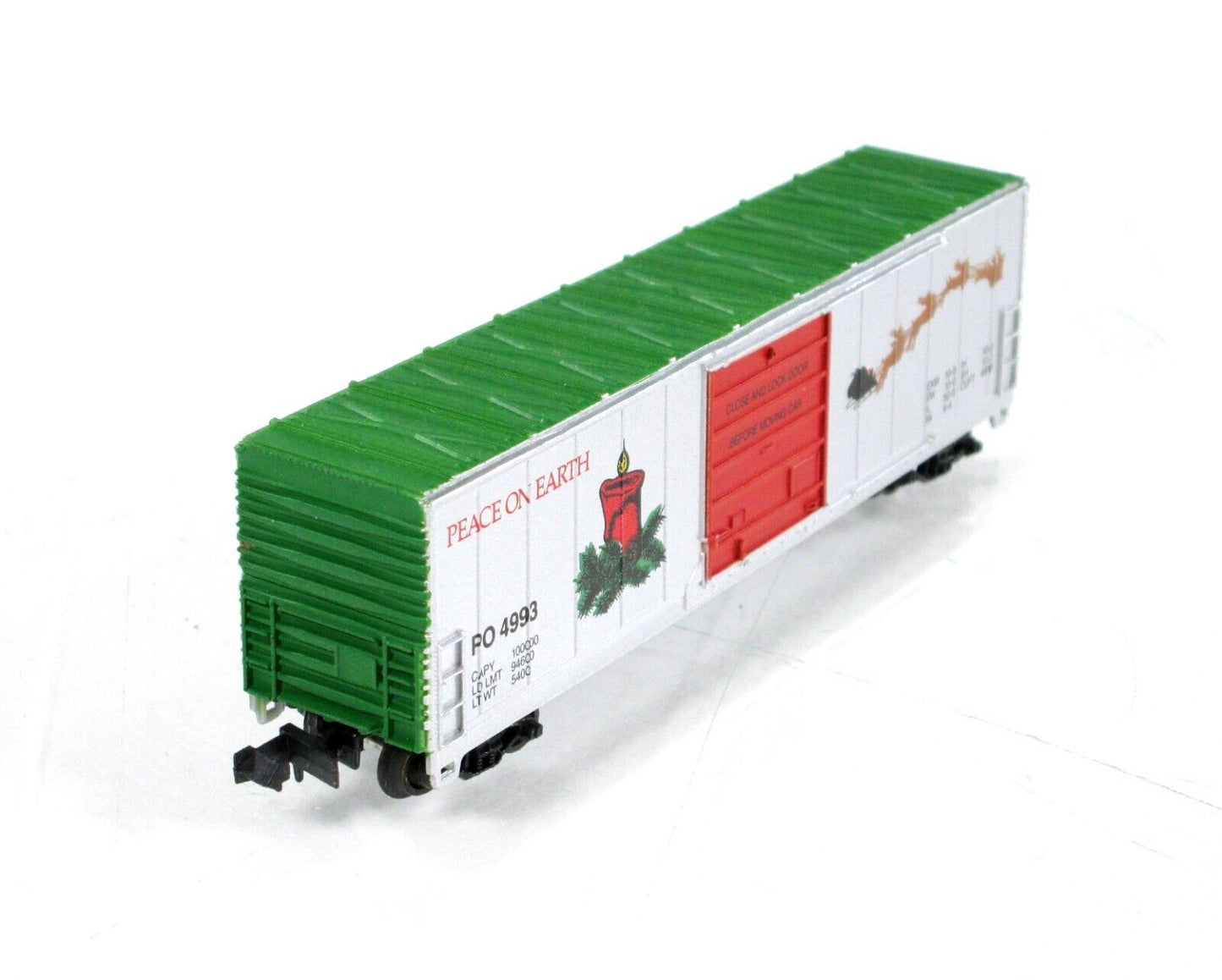 N Scale ***PEACE ON EARTH*** 50' CHRISTMAS Box Car - PO 4993 ----- Bev-Bel 10045