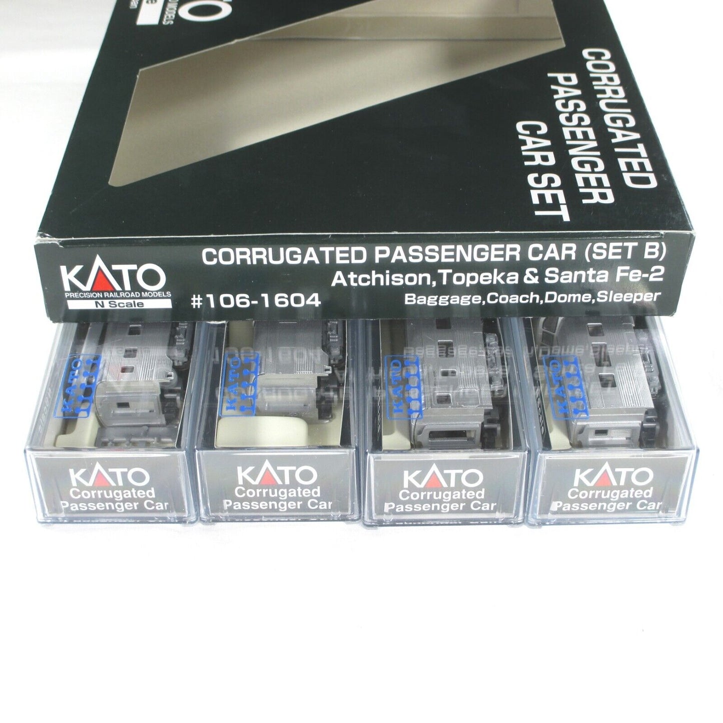 N Scale ***SANTA FE*** Lightweight Corrugated Passenger 4-Set B - Kato 106-1604