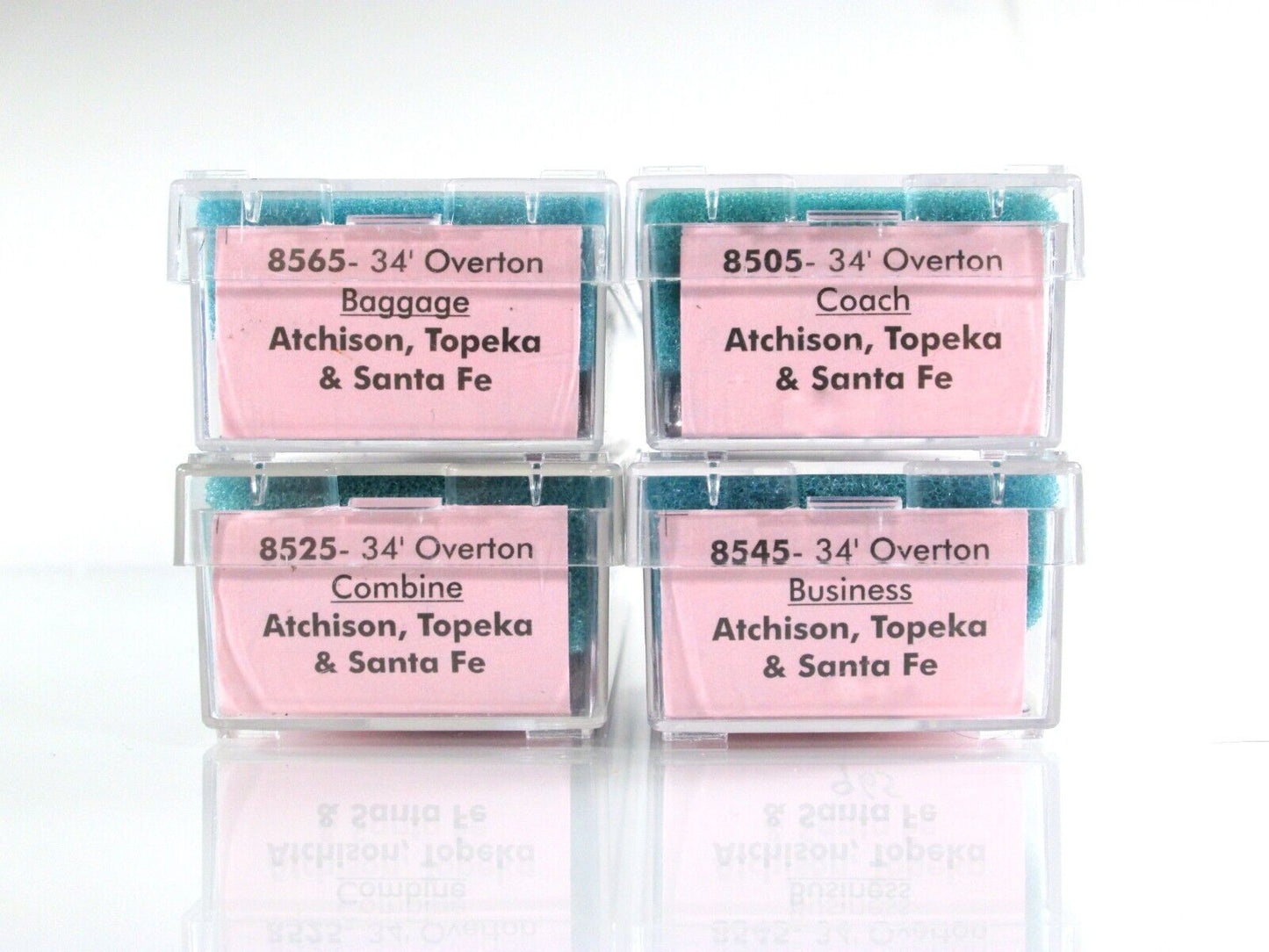 N Scale ***SANTA FE*** OVERTON Old-Time Passenger 4-Pack --Roundhouse, MTL Cplrs