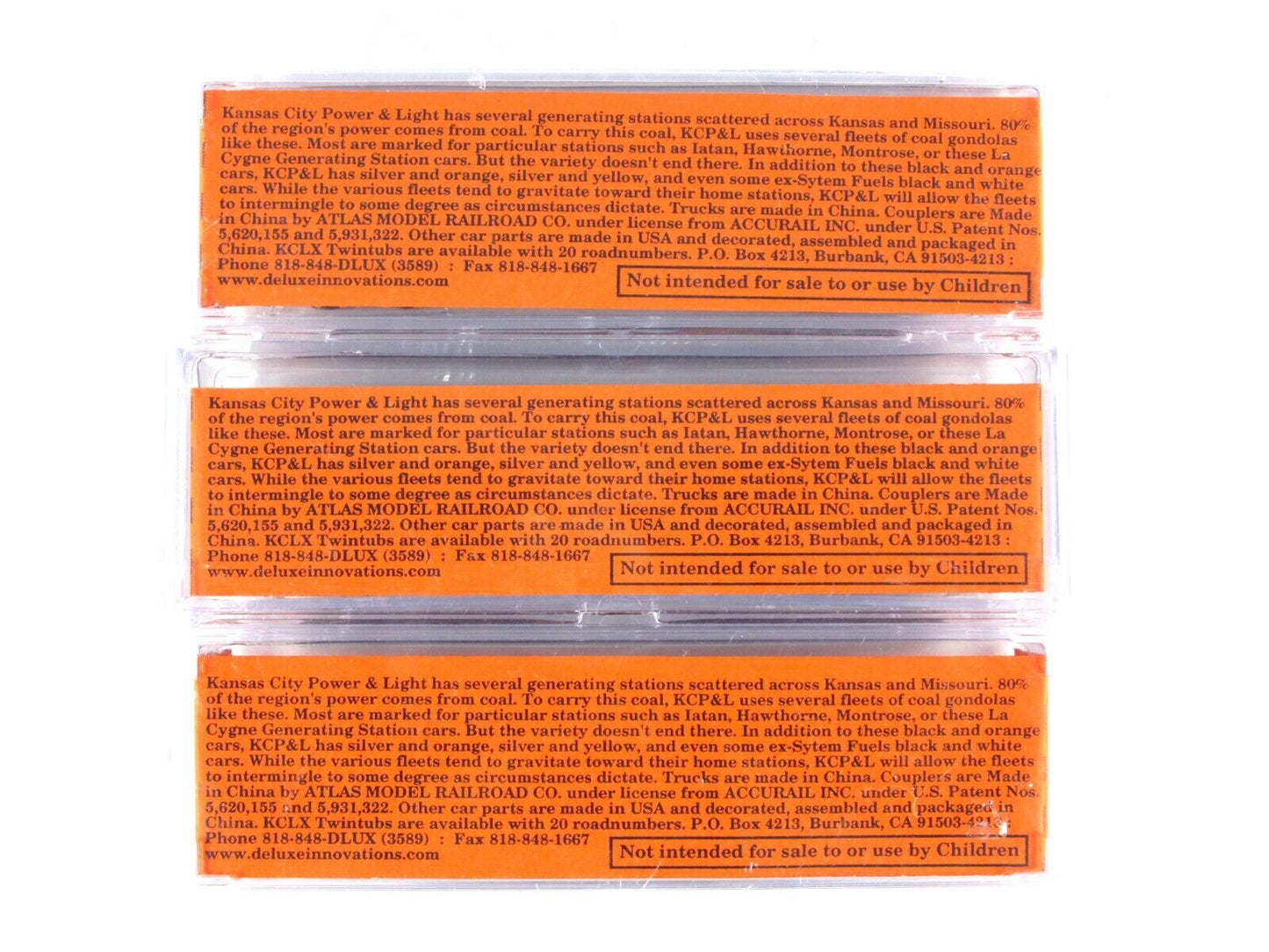 N Scale **KANSAS CITY POWER & LIGHT** Twin Tub Coal Gondola 3-Set -Deluxe 121903