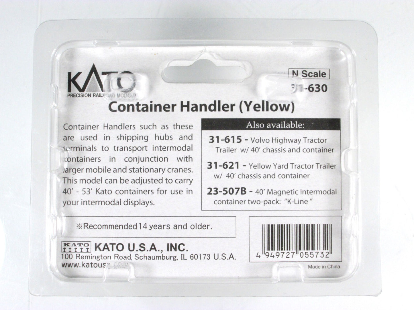 N Scale **INTERMODAL CONTAINER HANDLER** Adjustable Platform Width - Kato 31-630