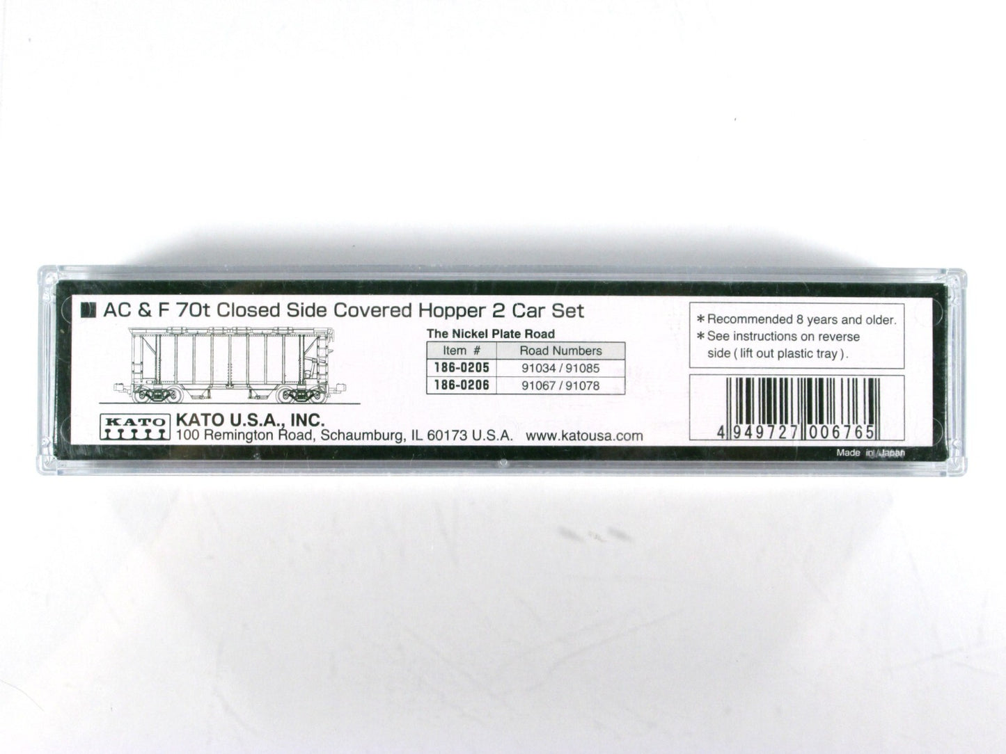 N Scale ***NICKEL PLATE RD*** 2-Bay Covered Hoppers #91067,91078 - Kato 186-0206