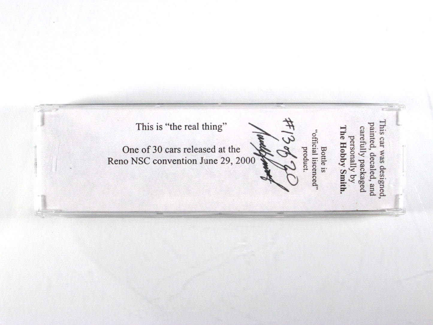 N Scale **COCA-COLA** NW Bottling, Reno 2000 - MTL, Lowell Smith ***Signed, RARE