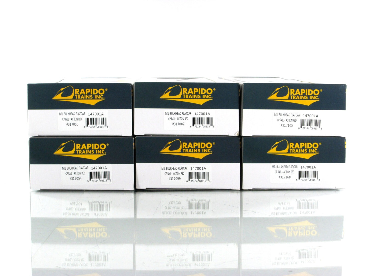 HO Scale ***CANADIAN PACIFIC*** Bulkhead Flat Car 6-Pack - Rapido Trains 147001A