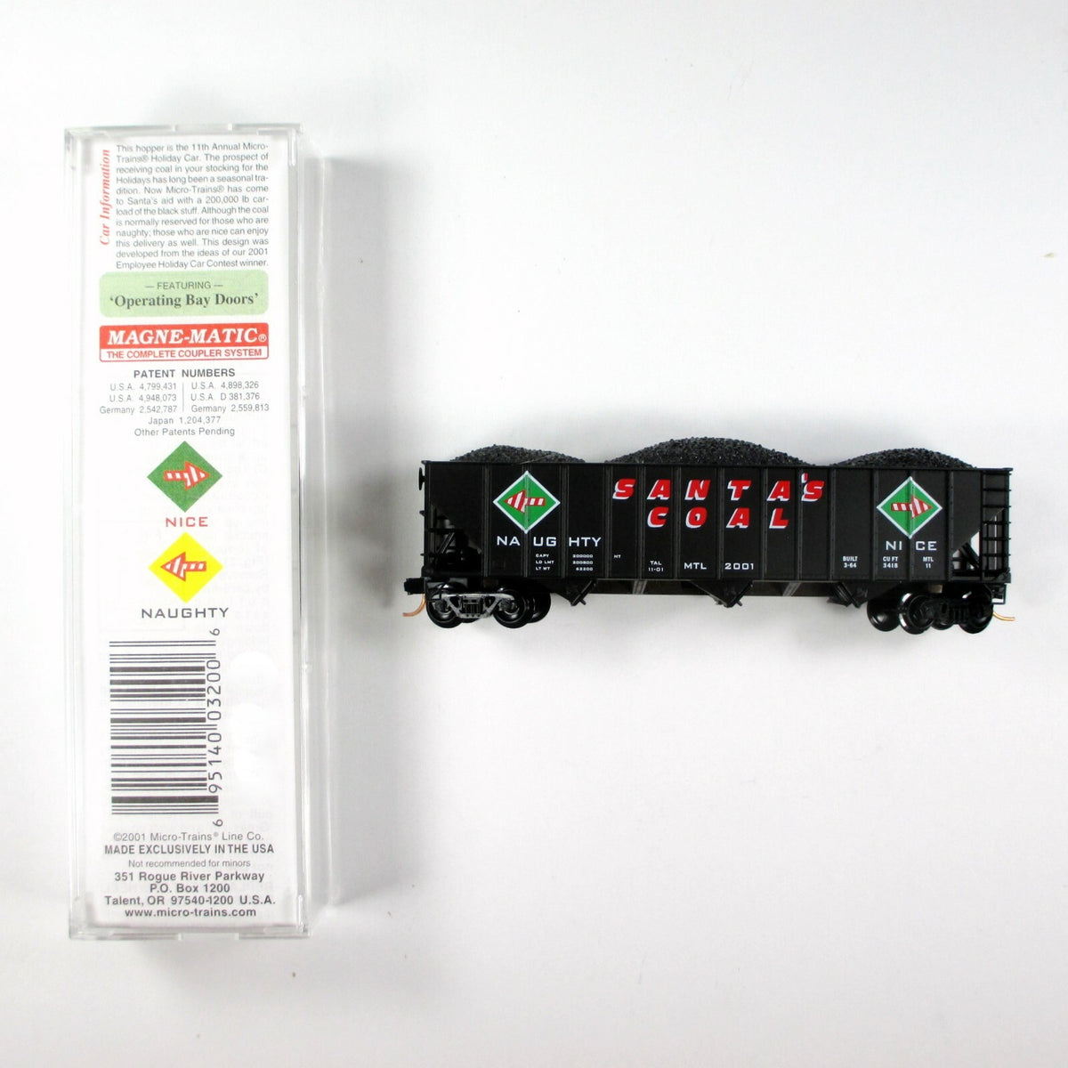 N Scale ***SANTA'S COAL*** 3-Bay Christmas Holiday Hopper --Micro Trains 108070