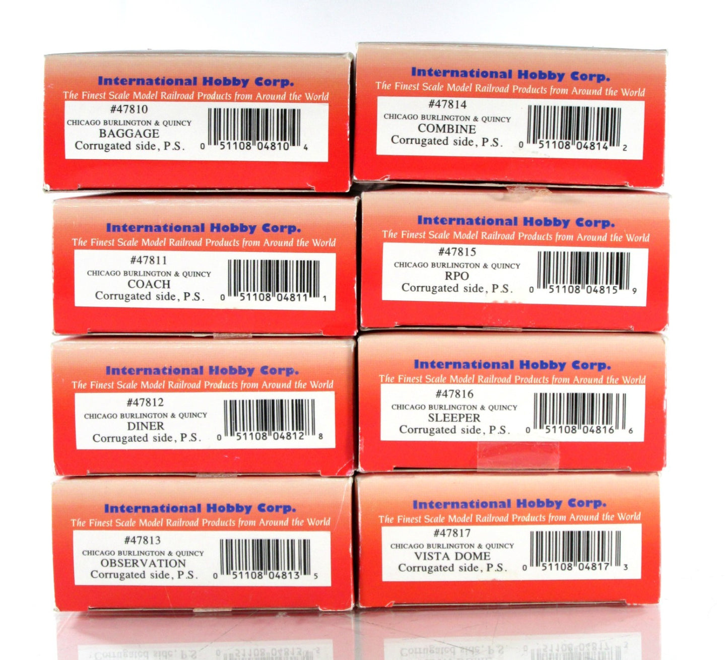 HO Scale ***BURLINGTON, CB&Q*** Lightweight Passenger Car 8-Pack Set - IHC 47818