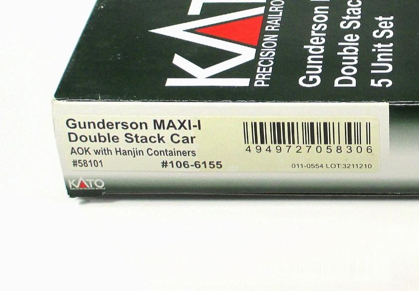 N Scale ***AOK, HANJIN*** Gunderson MAXI-I Well Stack Car #58101 - Kato 106-6155