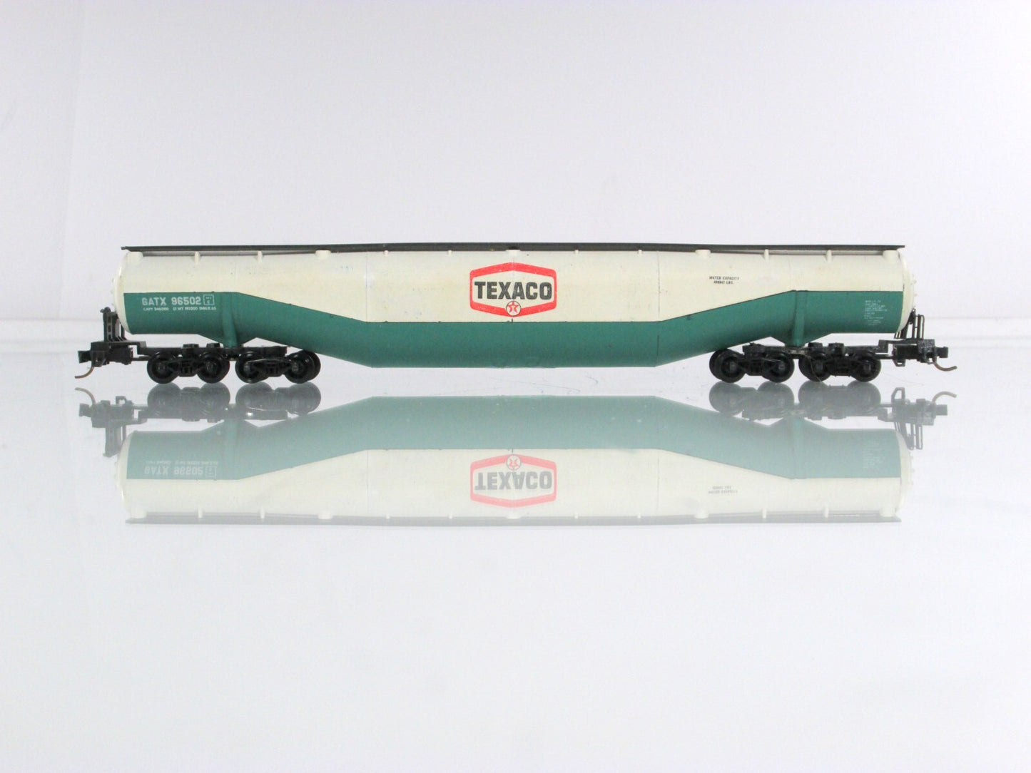 N Scale **TEXACO** 94' Jumbo Tanker, GATX 96502 - Atlas 3112, Micro Trains Cplrs