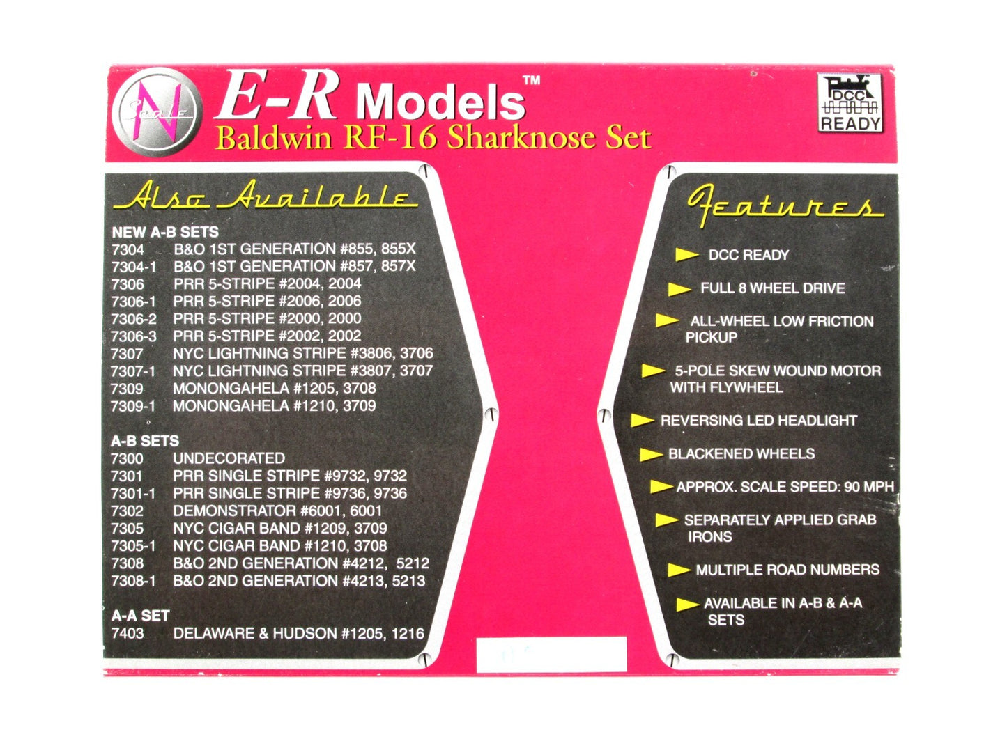 N Scale NYC Baldwin RF-16 Sharknose AB Set #3807,3707, E-R Models 81357, DCC Rdy