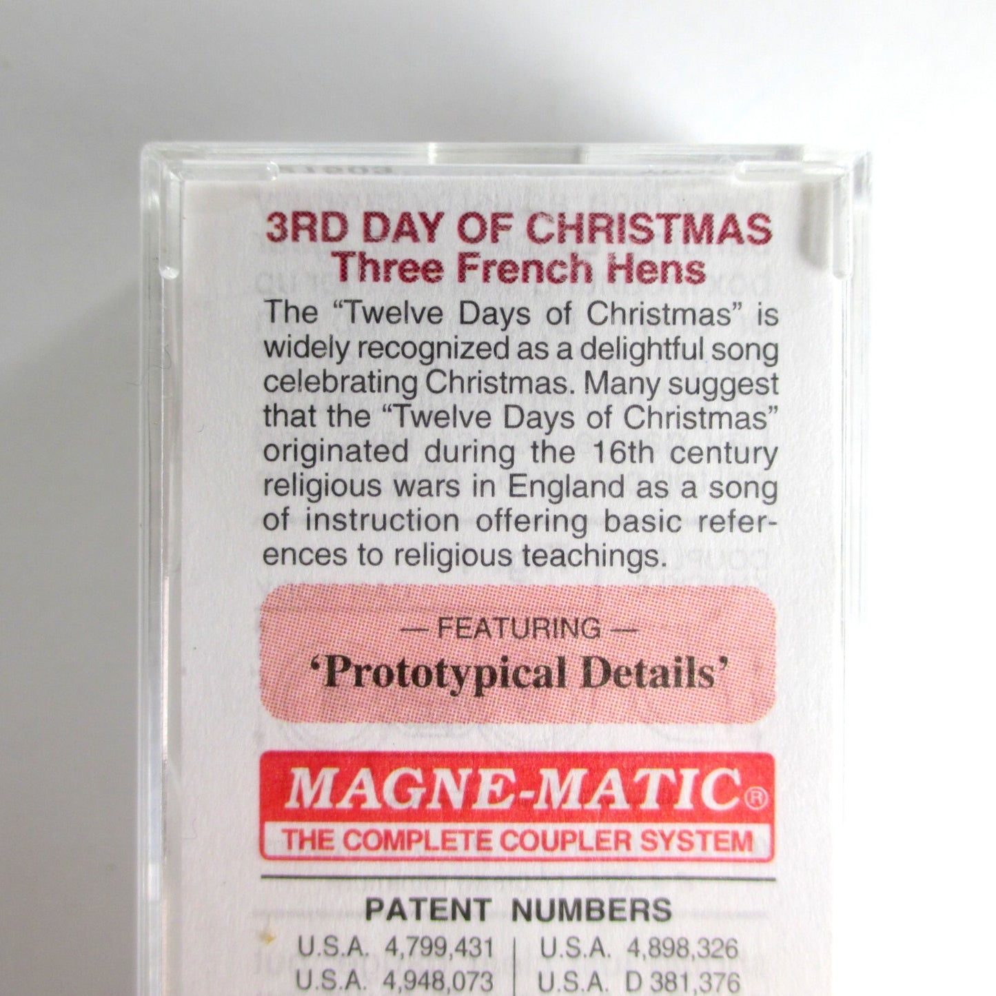 N Scale ***THREE FRENCH HENS*** 12 Days Christmas Box Car -- Micro Trains 21503