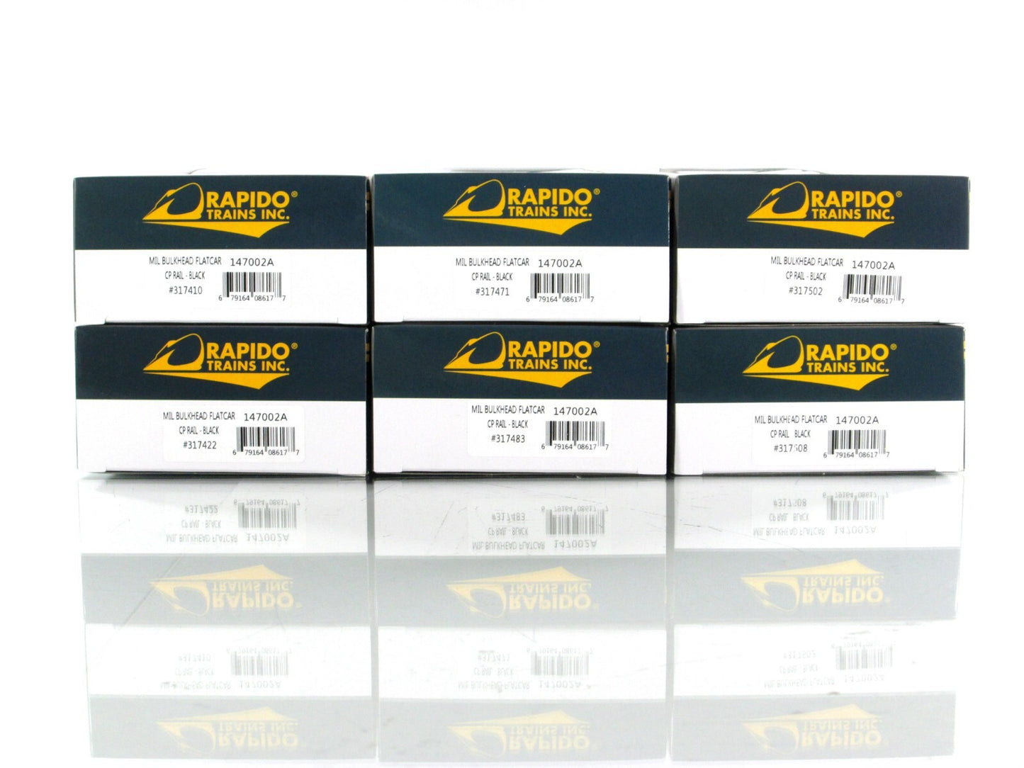 HO Scale ***CANADIAN PACIFIC*** Bulkhead Flat Car 6-Pack - Rapido Trains 147002A