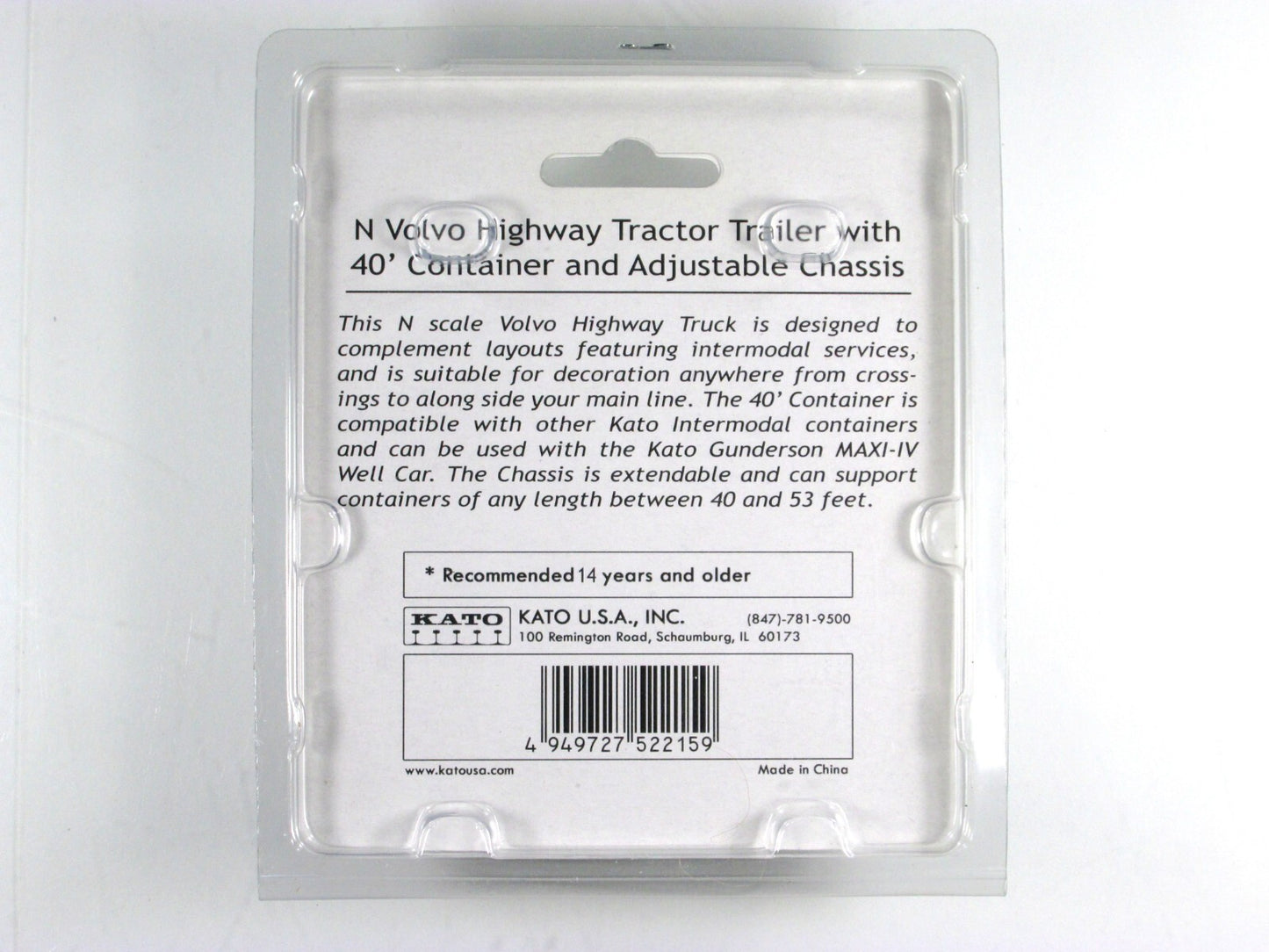 N Scale **Volvo Tractor Trailer, 40' MAERSK Container and Chassis*** Kato 31-617