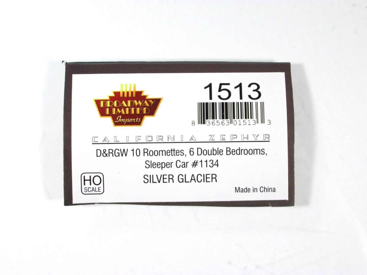 HO Scale **DRGW CA ZEPHYR** SILVER GLACIER Sleeper 1134 - Broadway 1513, Lighted