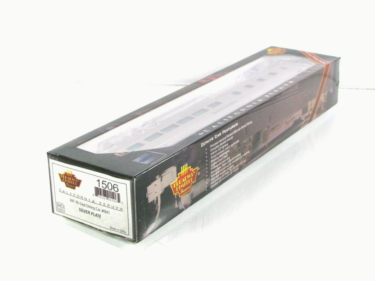 HO Scale ***WP CA ZEPHYR** SILVER PLATE Dining Car #841 - Broadway 1506, Lighted