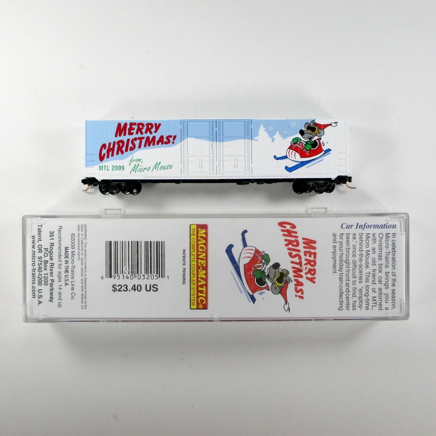 N Scale **MERRY CHRISTMAS** Mouse HiCube 60' Box Car 2009, Micro Trains 10200100