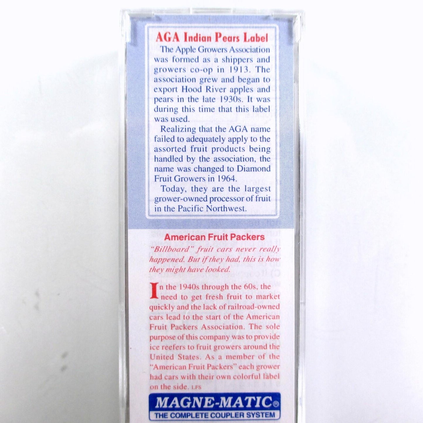 N Scale *AGA INDIAN PEARS* Reefer #05, AFPX #120805 - Micro Trains, Lowell Smith