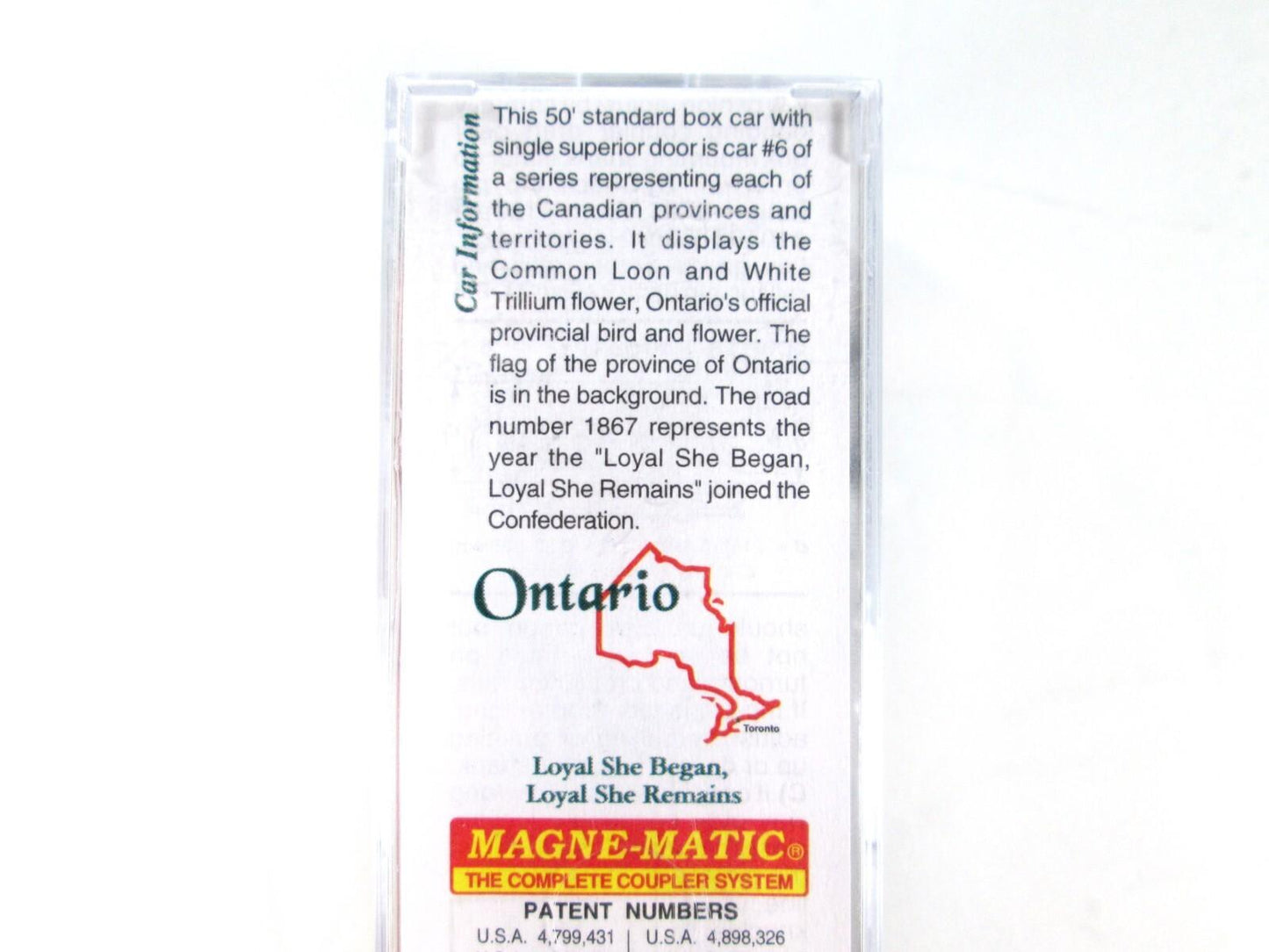 N Scale **ONTARIO** Canadian Provincial Box Car, ON 1867 - Micro Trains 07700156