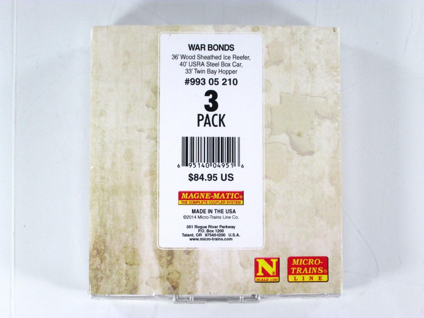 N Scale **BUY WAR BONDS** Box Car, Reefer, Hopper 3-Pack - Micro Trains 99305210