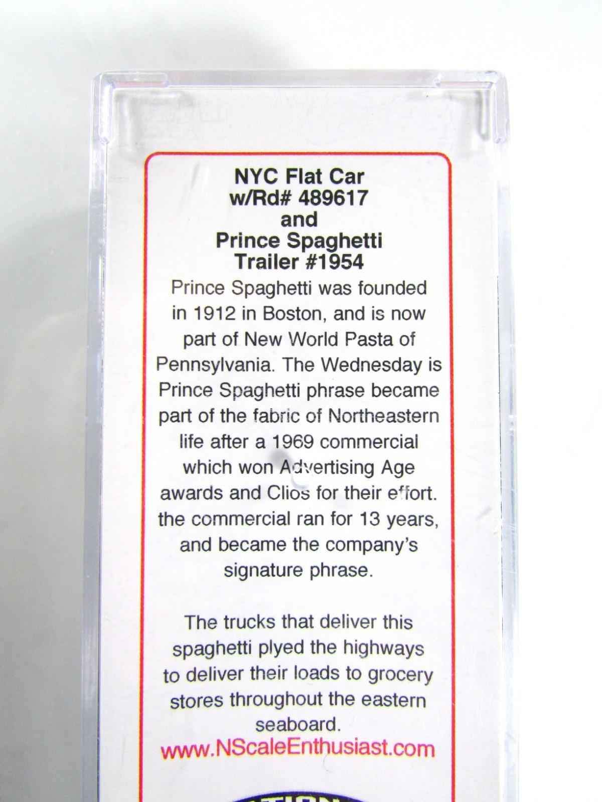 N Scale **PRINCE SPAGHETTI DAY** Trailer on NYC Flat car -- Micro Trains Special