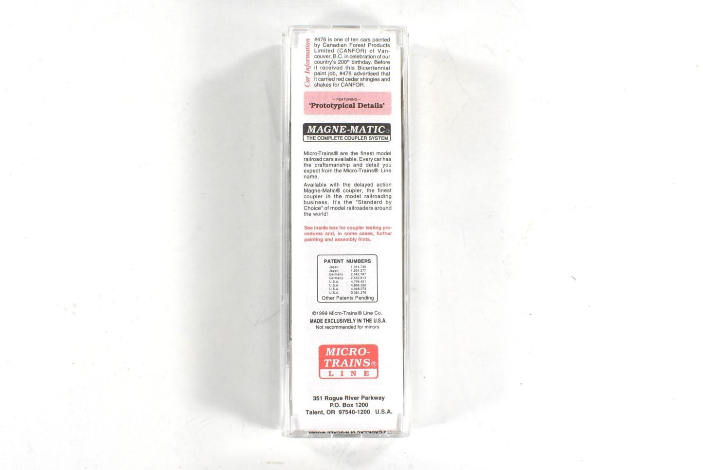 N Scale *CONGRATULATIONS AMERICA 1776-1976* CANFOR Box Car -- Micro Trains 75050