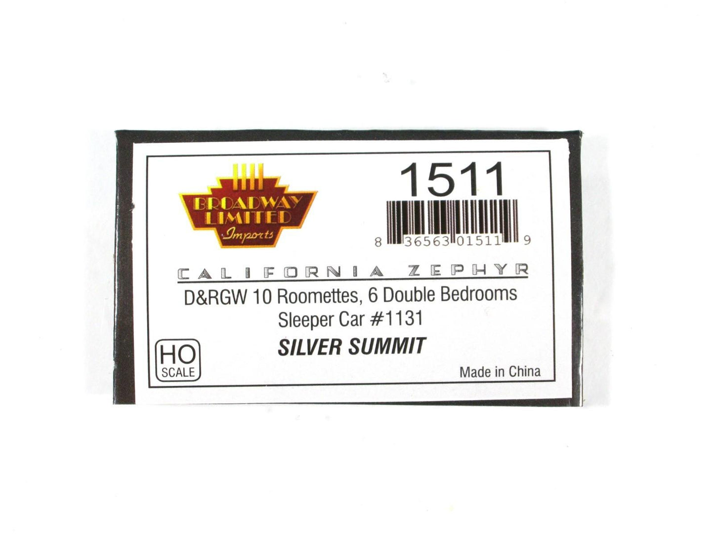 HO Scale ***DRGW CA ZEPHYR** SILVER SUMMIT Sleeper 1131 - Broadway 1511, Lighted