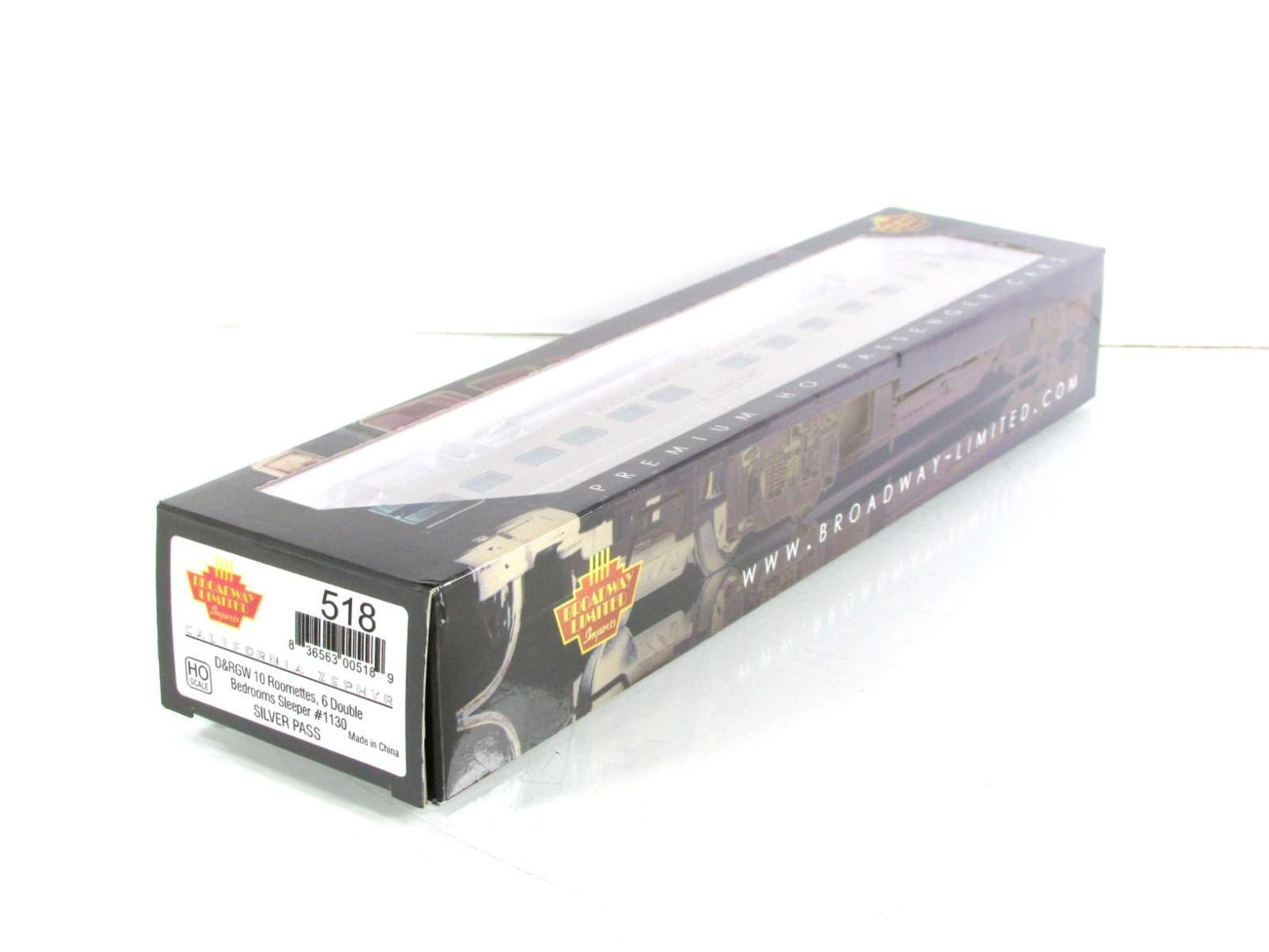 HO Scale ***DRGW CA ZEPHYR*** SILVER PASS Sleeper 1130 --- Broadway 518, Lighted