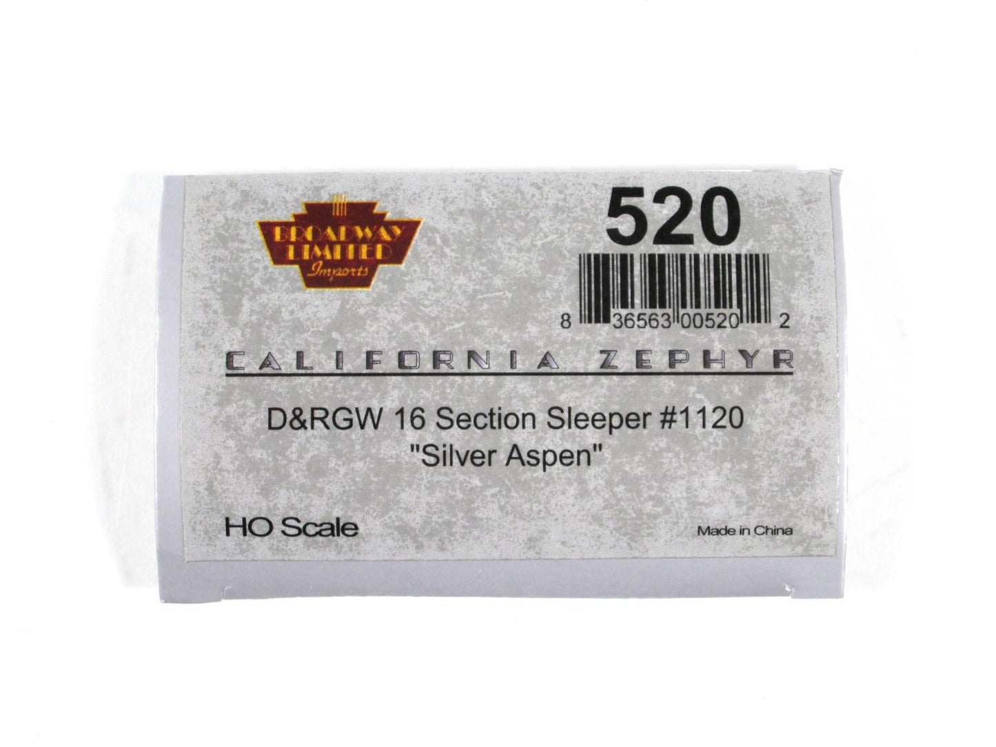 HO Scale ***DRGW CA ZEPHYR*** SILVER ASPEN Sleeper 1120 - Broadway 520, Lighted