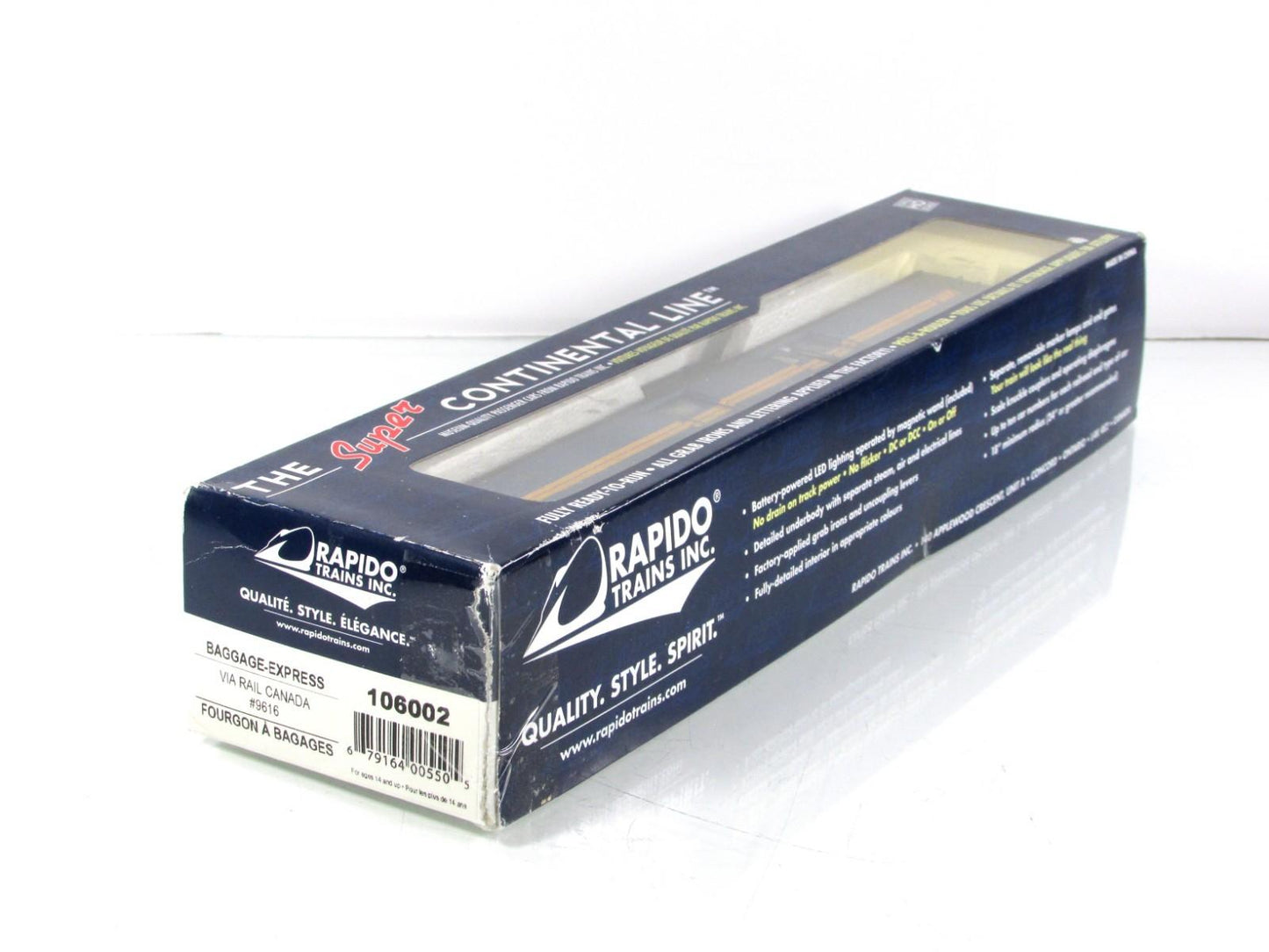 HO Scale ***VIA RAIL CANADA*** Baggage Express #9616 ---- Rapido 106002, Lighted