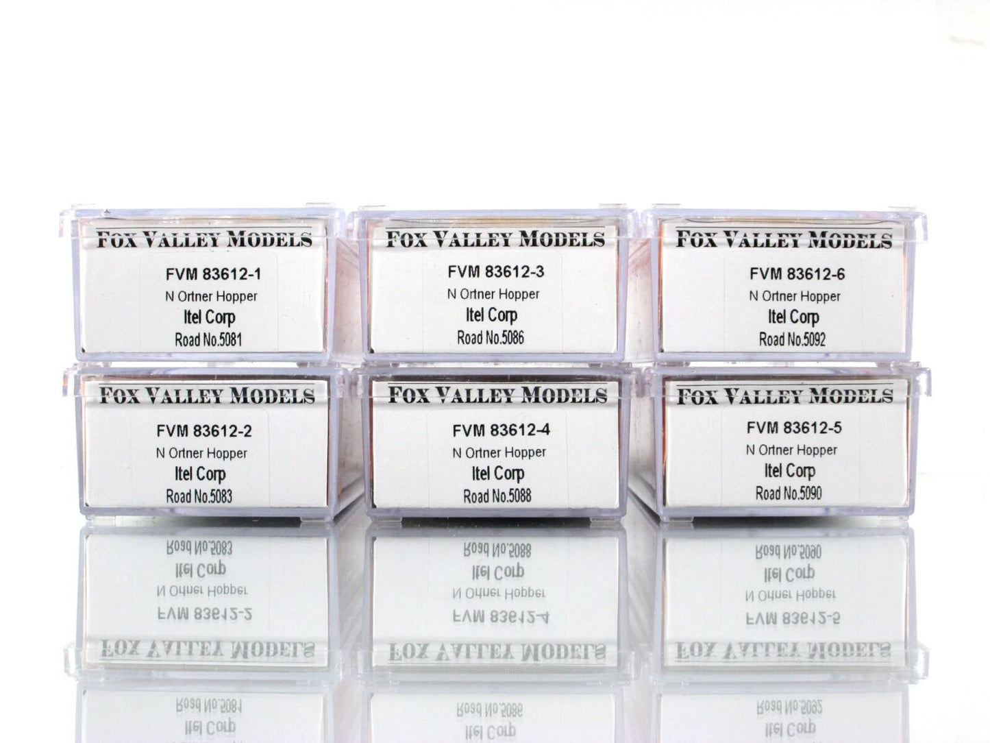 N Scale **ITEL Corp** 5-Bay Ortner Coal Hopper 6-Car Set -- Fox Valley 83612