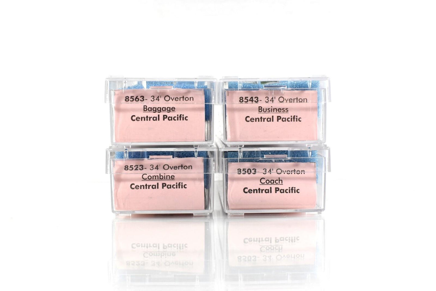 N Scale **CENTRAL PACIFIC** Overton Passenger 4-Pack - Roundhouse, Knuckle Cplrs