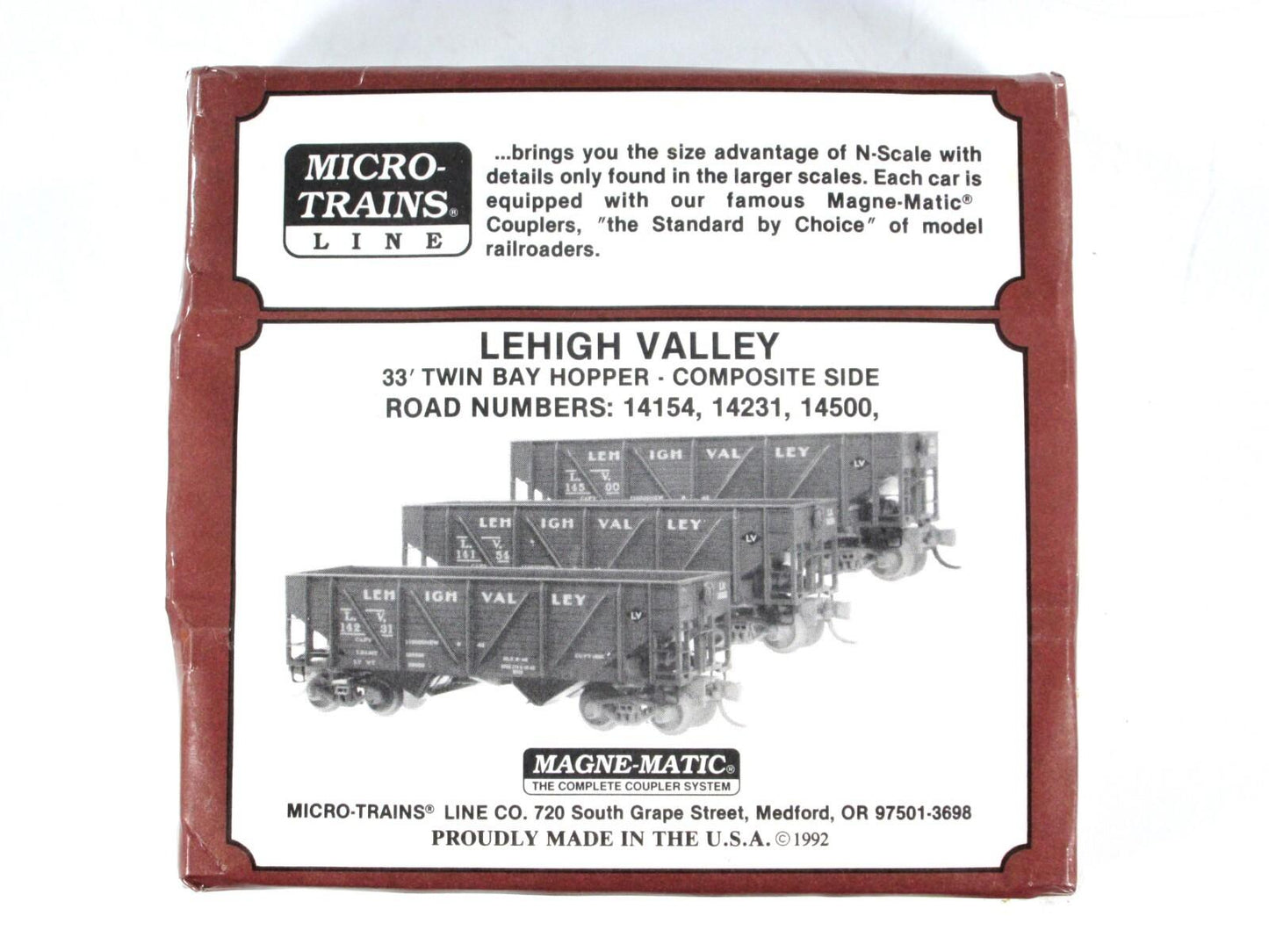 N Scale ***LEHIGH VALLEY*** 33' Twin-Bay Coal Hopper 3-Pack - Micro Trains 57032