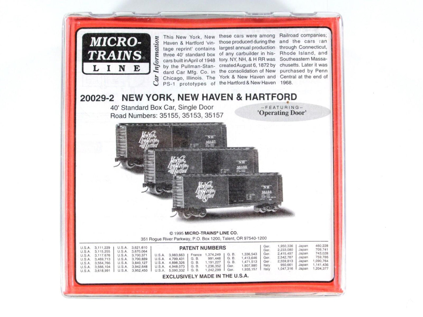 N Scale NEW YORK, NEW HAVEN, HARTFORD 40' Box Car 3-Pack -- Micro Trains 20029-2