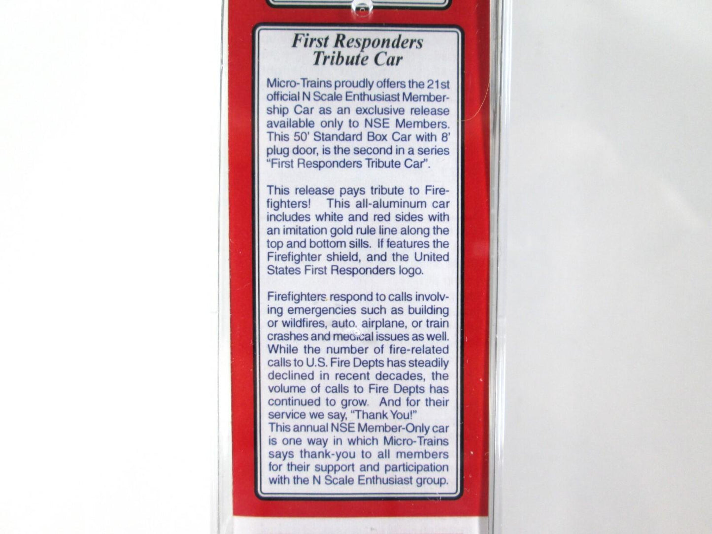N Scale ***FIRST RESPONDERS - Fire Fighters** Tribute Car - Micro Trains Special