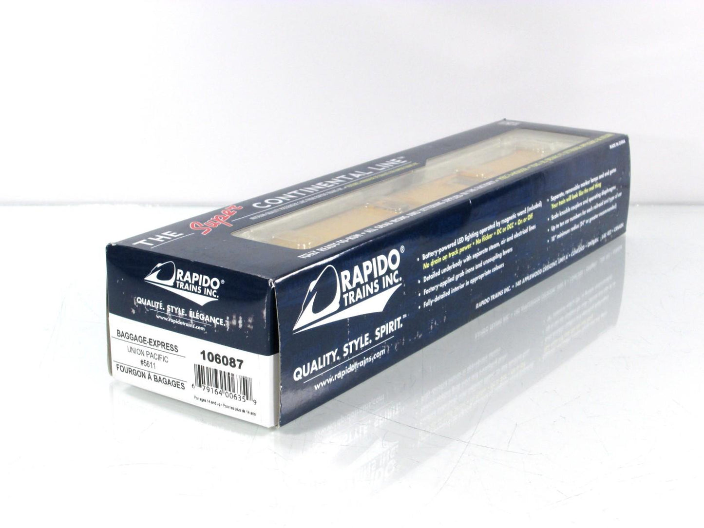 HO Scale **UNION PACIFIC** Baggage Express Car, UP 5611 - Rapido 106087, Lighted