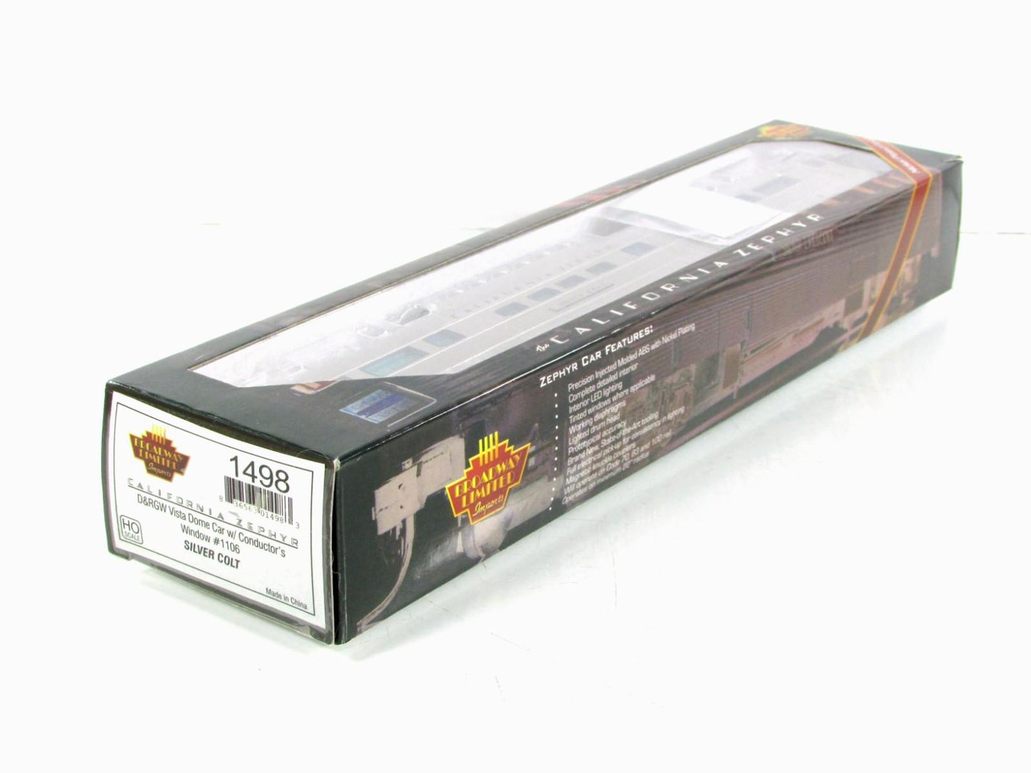 HO Scale **DRGW CA ZEPHYR** SILVER COLT Vista Dome #1106 -Broadway 1498, Lighted