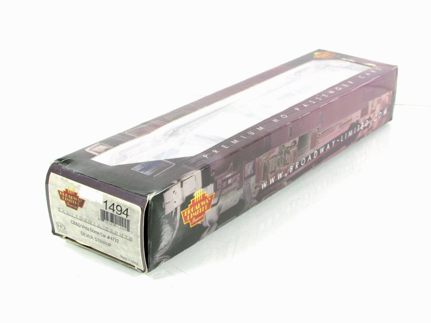 HO Scale *CB&Q CA ZEPHYR* SILVER STIRRUP Vista Dome 4722 -Broadway 1494, Lighted
