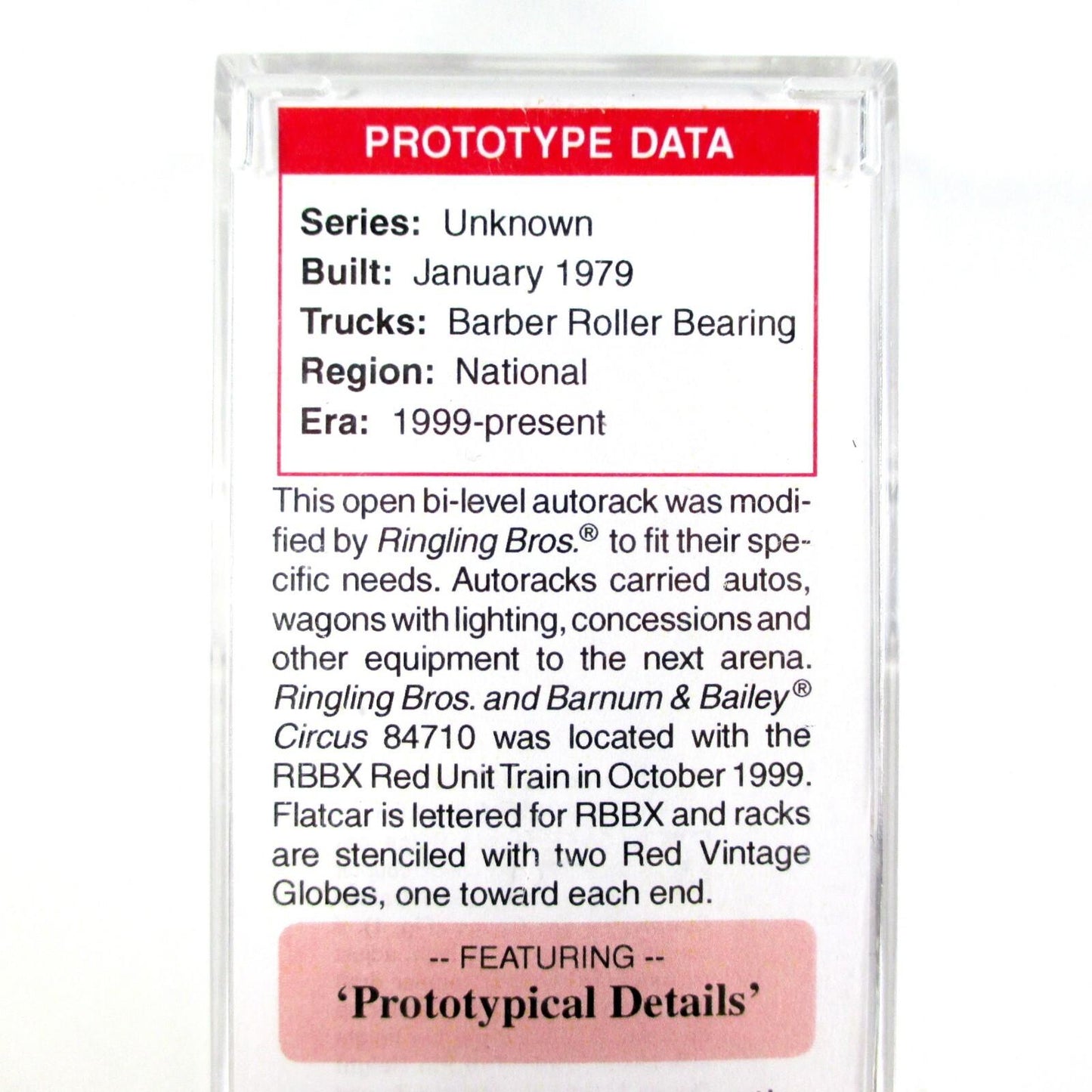 N Scale **RINGLING BROS BARNUM BAILEY** Auto Rack #84710 - Micro Trains 11200710