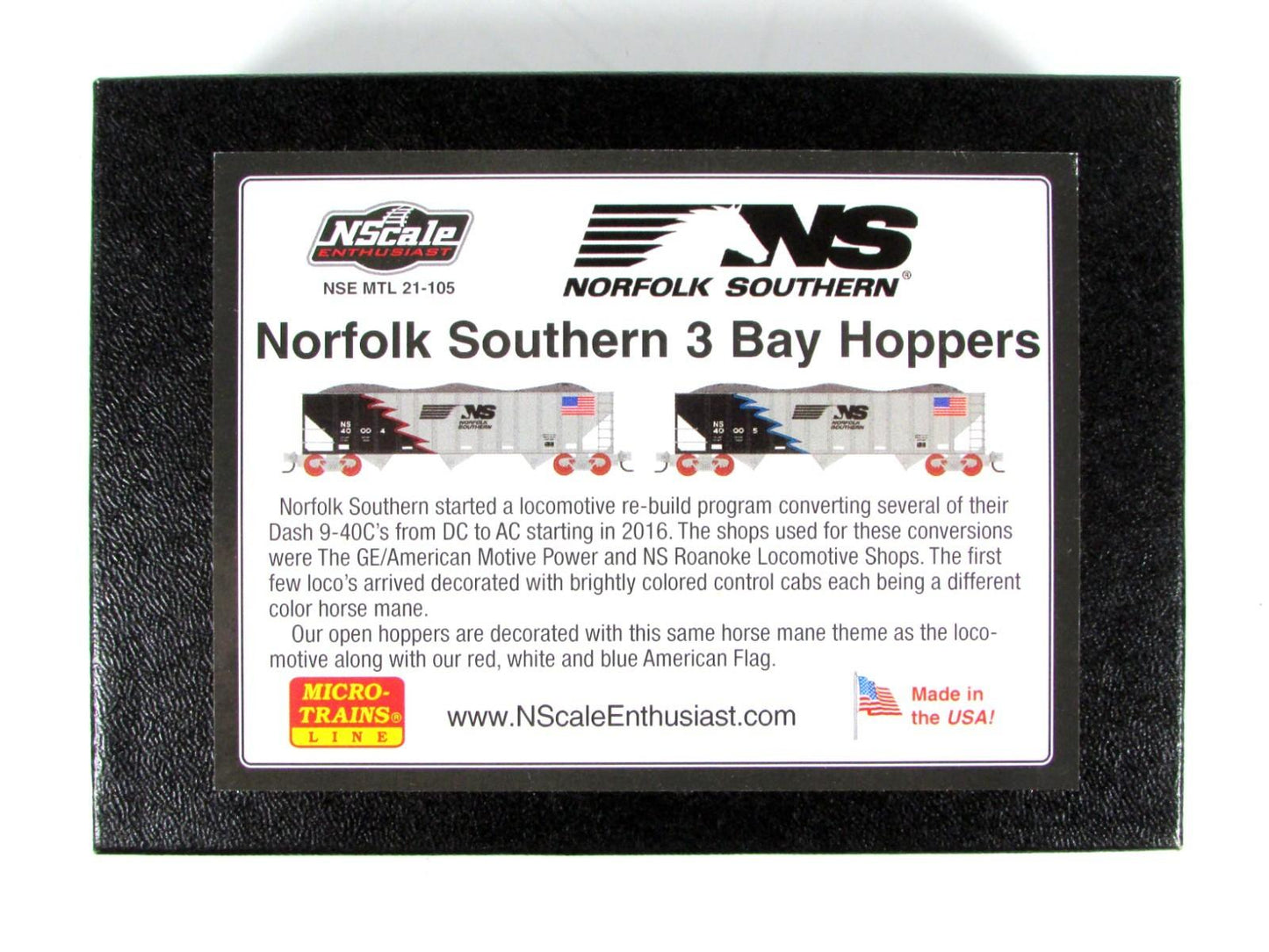 N Scale *NORFOLK SOUTHERN* Coal Hoppers, US Flag #40004,40005 -MTL Special *RARE