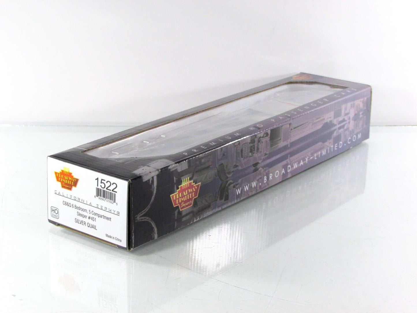 HO Scale ***CB&Q CA ZEPHYR*** SILVER QUAIL Sleeper #451 - Broadway 1522, Lighted