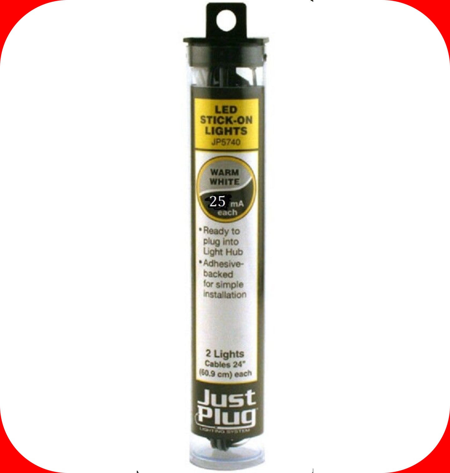 Woodland Scenics -- Just Plug LED Stick-On Lights 2-Pack, Warm White -- JP5740
