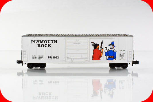N Scale ***PLYMOUTH ROCK*** Patriotic 50' Box Car, PR 1992 - Bev-Bel 10036