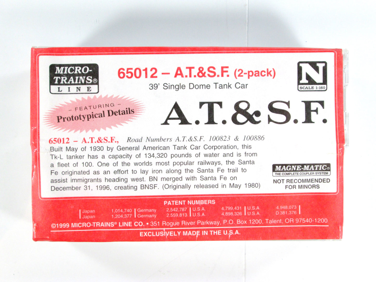 N Scale ***SANTA FE*** Tank Car 2-Set, ATSF 100823, 100886 - Micro Trains 65012