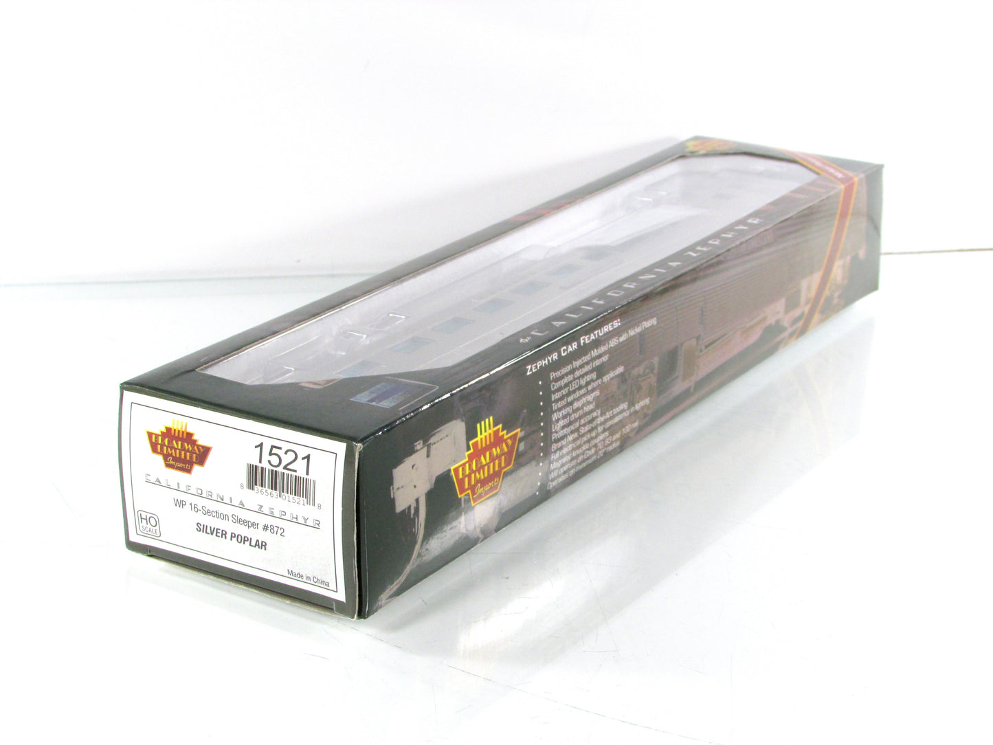 HO Scale ***WP CA ZEPHYR*** SILVER POPLAR Sleeper #872 ---Broadway 1521, Lighted