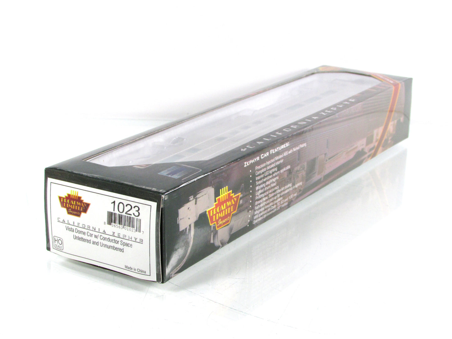 HO Scale ***UNDECORATED*** California Zephyr Dome Car --Broadway 1023, Lighted