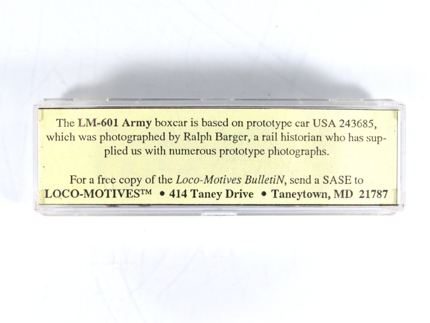 N Scale **UNITED STATES ARMY** Box Car, USAX 243685 -Atlas / Loco-Motives LM-601