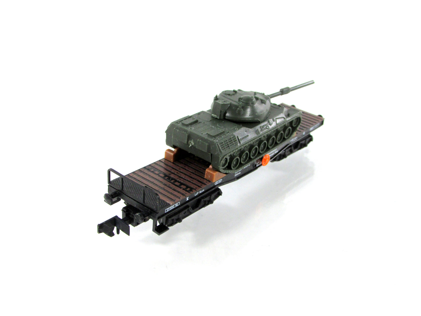 N Scale ***DEUTSCHE BAHN*** Flat Car w/ German Army Leopard Tank - Arnold 4970